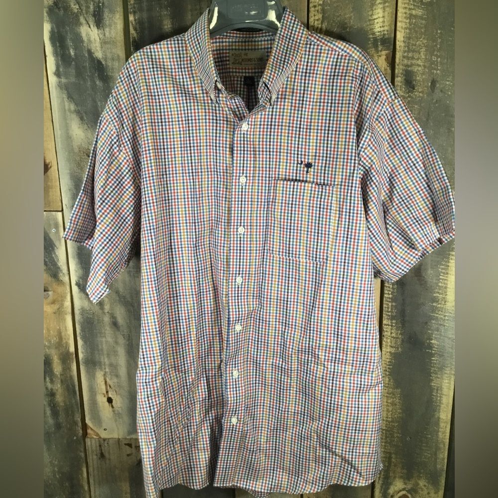 M. Dumas and Sons casual button down short sleeve shirt men’s size L